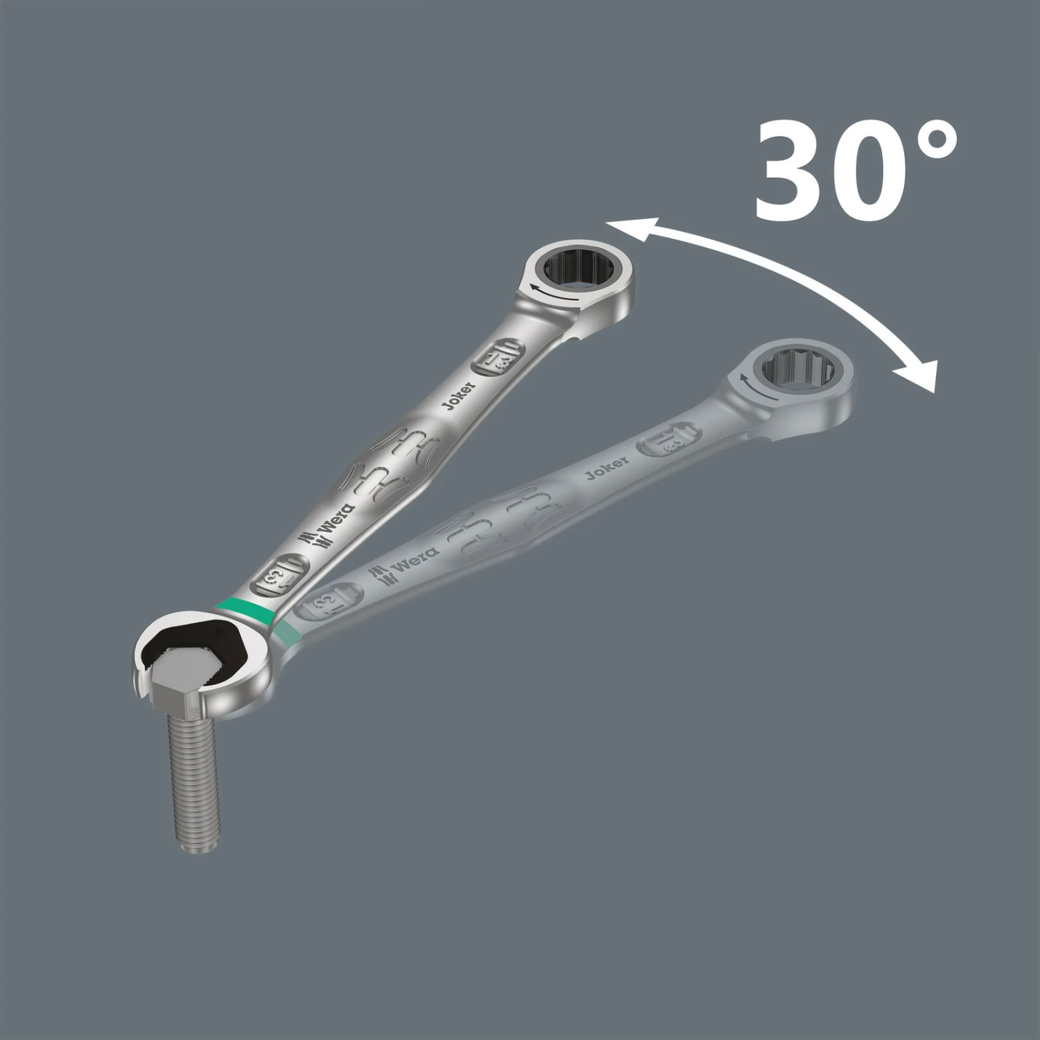 Wera 05020014001 12-delig 9630 Magneetstrip 6000 Joker 1 steek-ringratelsleutelset