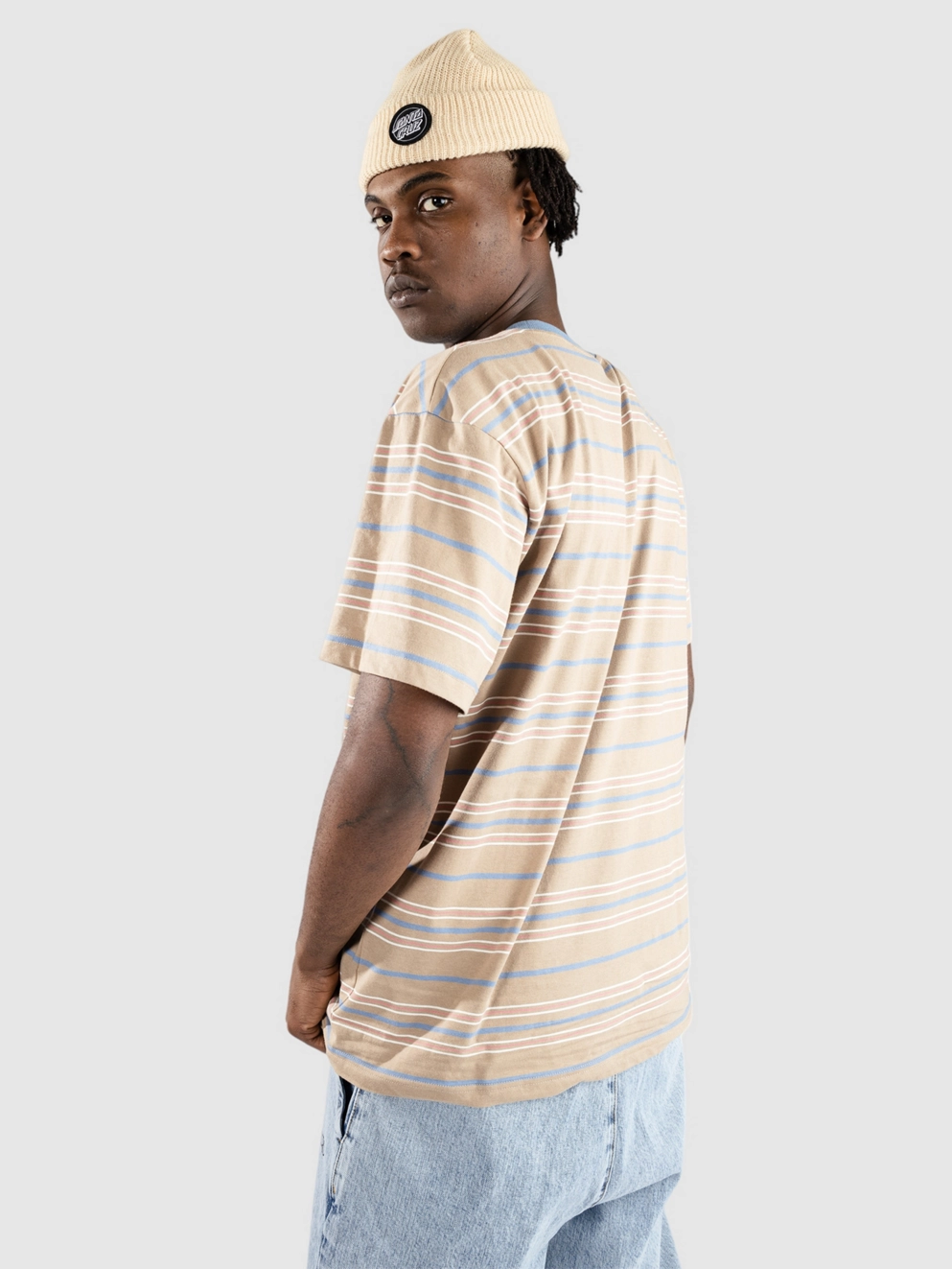 Santa Cruz Mini Hand Stripe T-Shirt taupe stripe