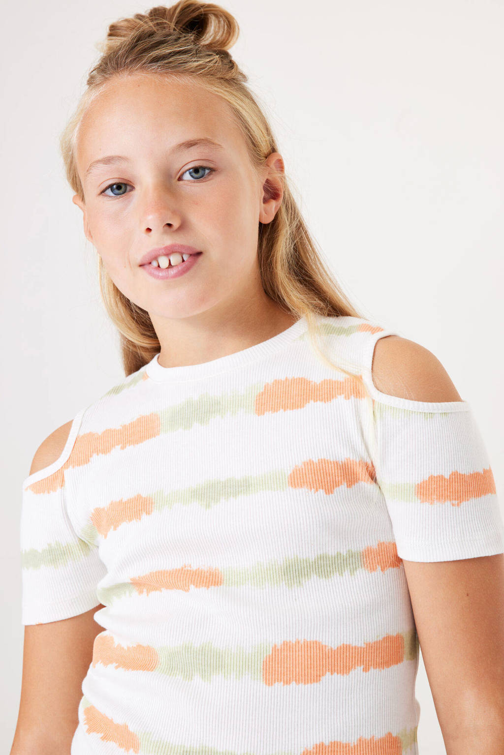 Garcia dip-dye T-shirt wit/oranje/geel