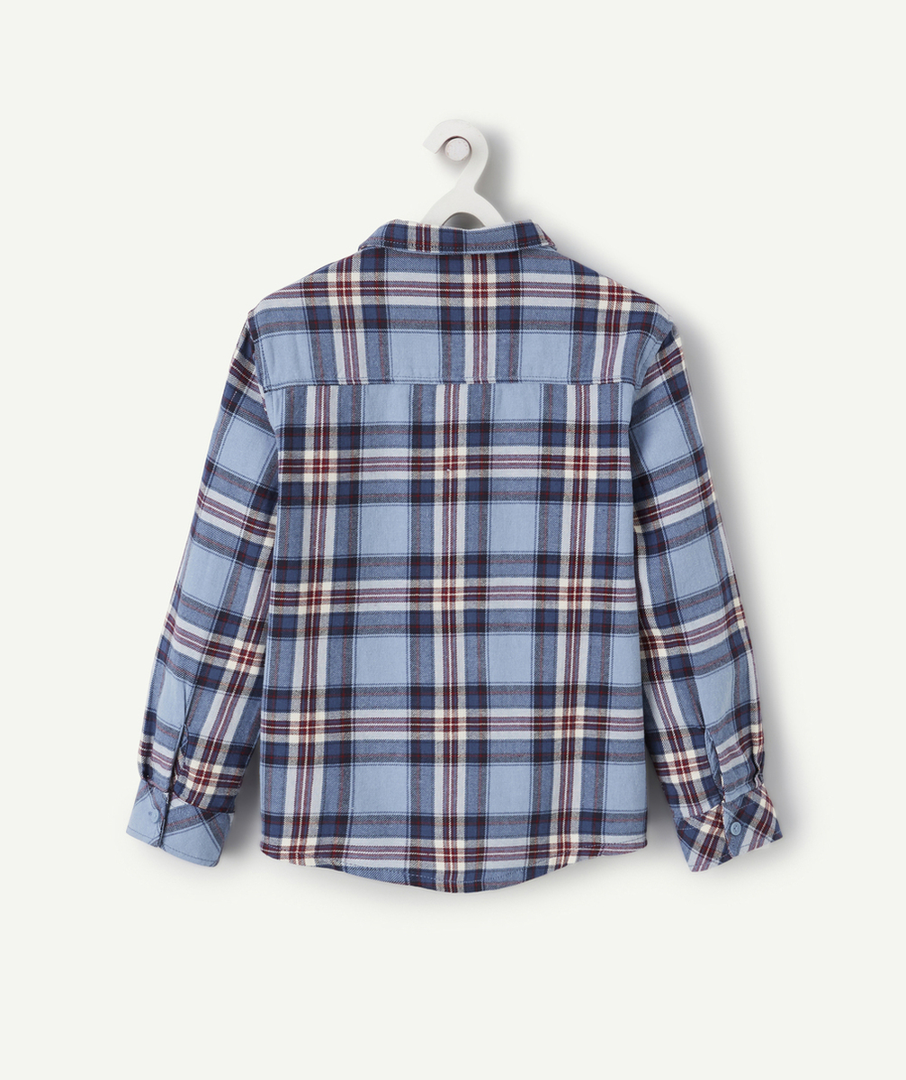CHEMISE À CARREAUX GARÇON BLEUS ET BORDEAUX ZIPPÉE