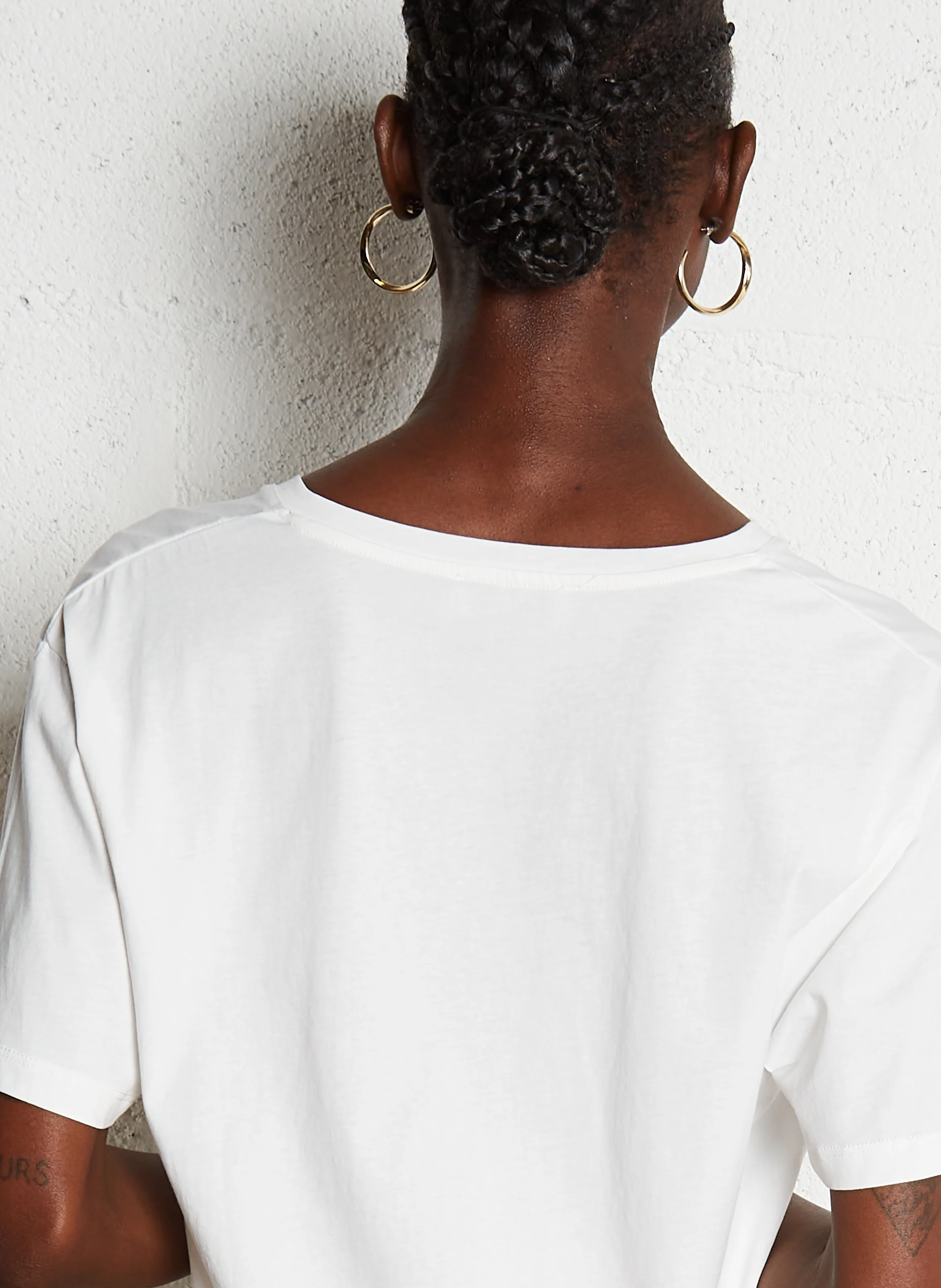 AULDI - Tee-shirt ample col v en coton | Blanc