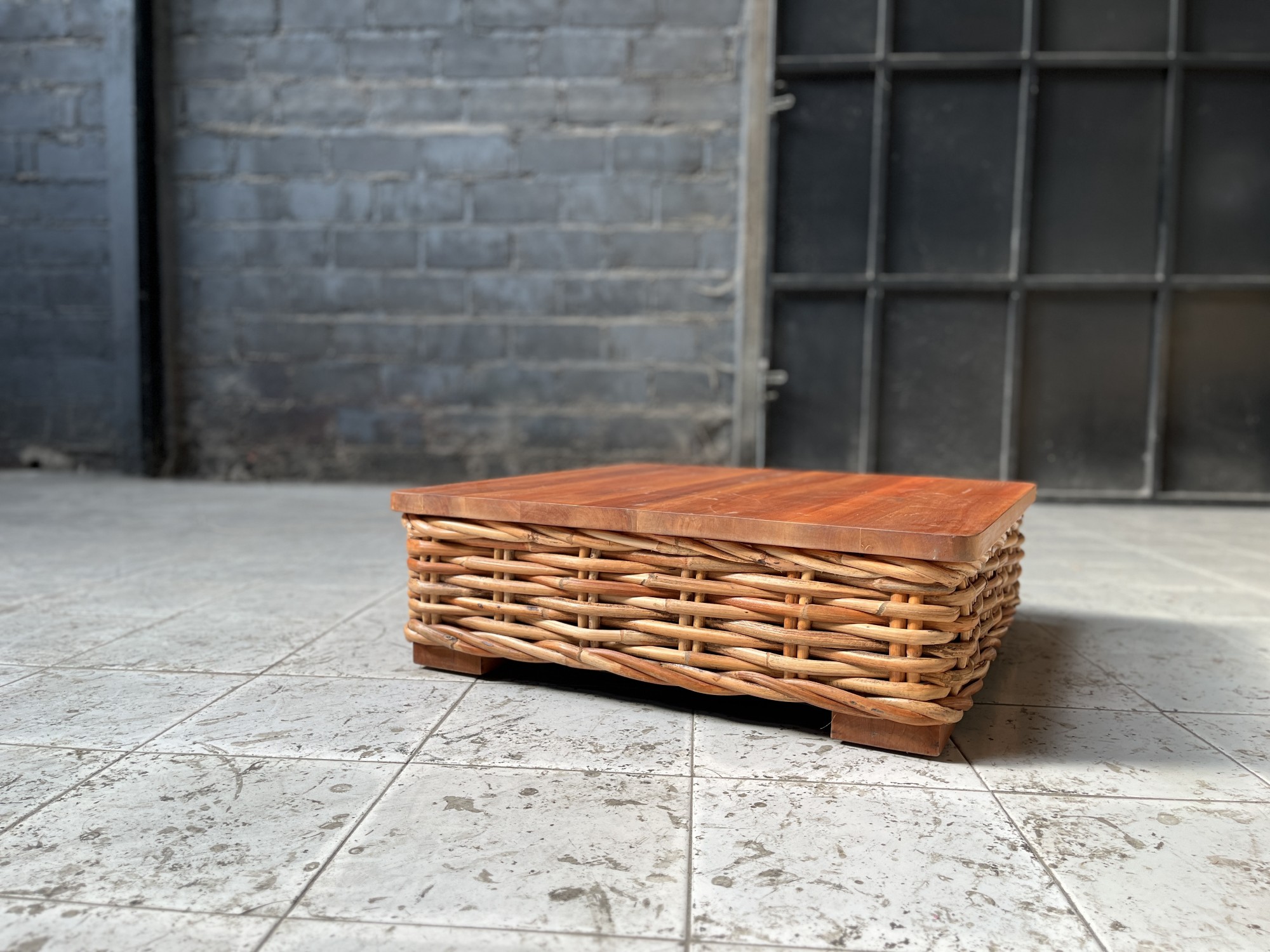 Couchtisch 'Svendon', aus Rattan und Mahagony, natur, B 78 cm, L 78 cm, H 26 cm von fischer's lagerhaus