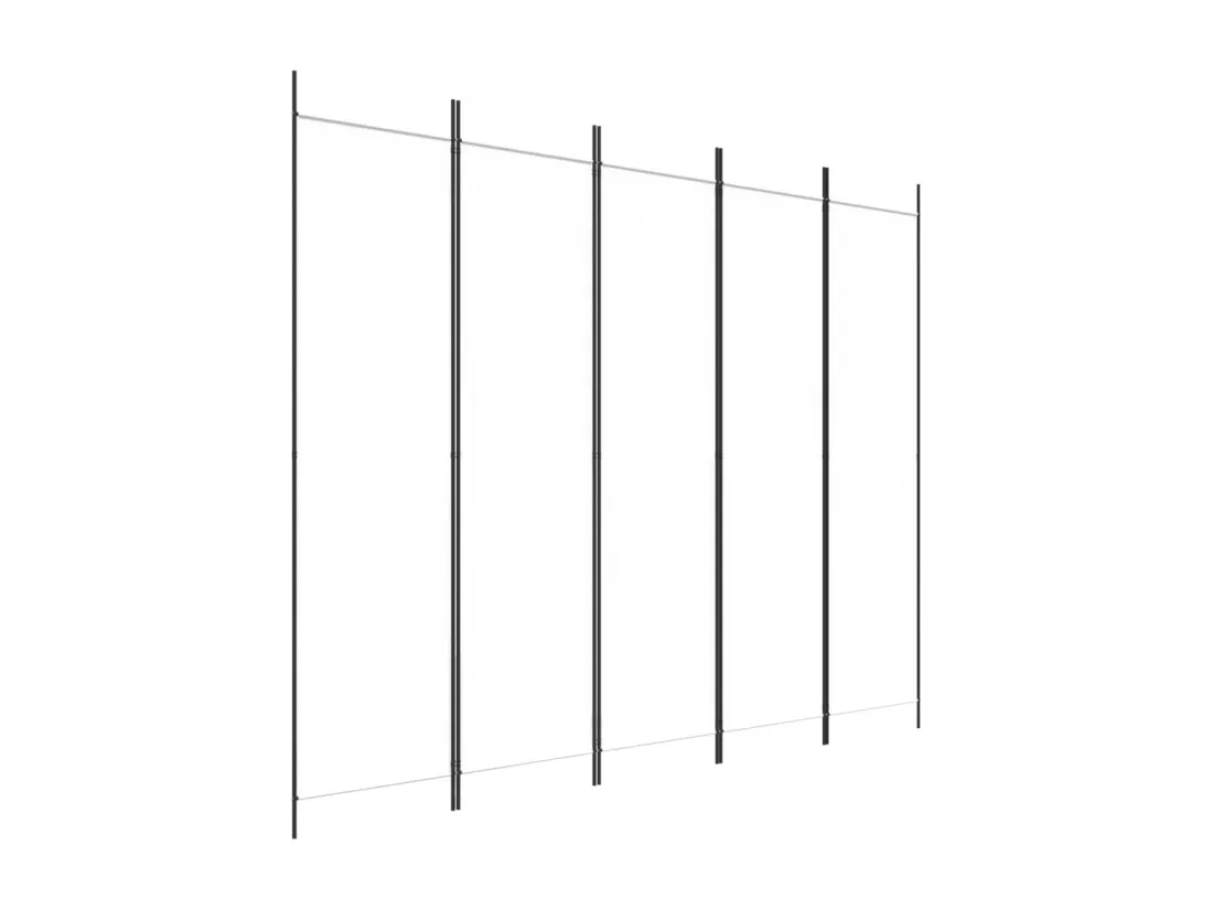 Cloison de séparation 5 panneaux Blanc 250x200 cm Tissu