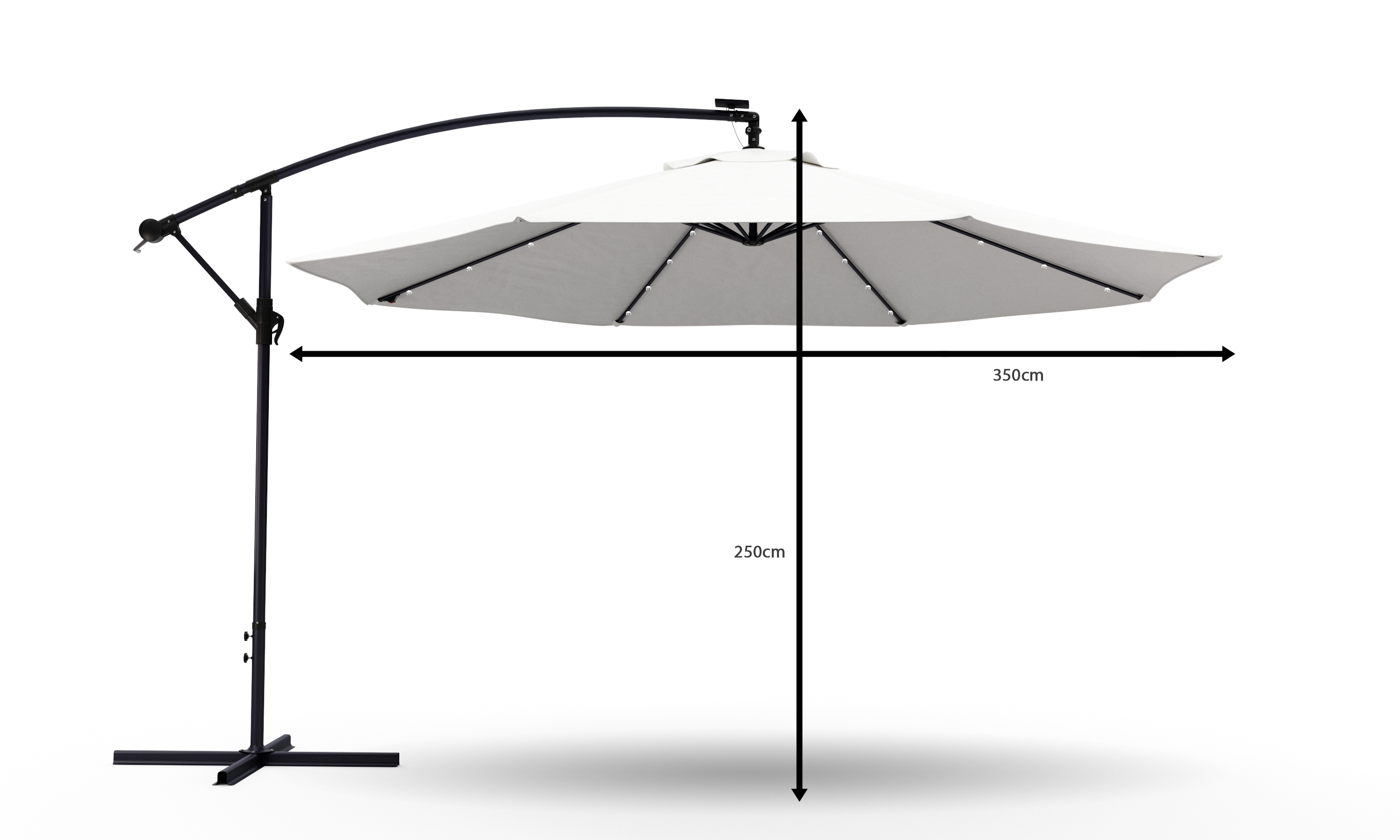 Sonnenschirm Ampelschirm BAY mit LED 350 cm weiss