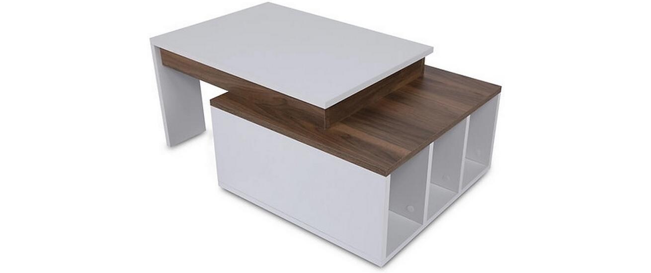 Couchtisch Kolarado 90 x 37.4 x 60 cm, Nature/Weiss<br>Wohnzimmertisch