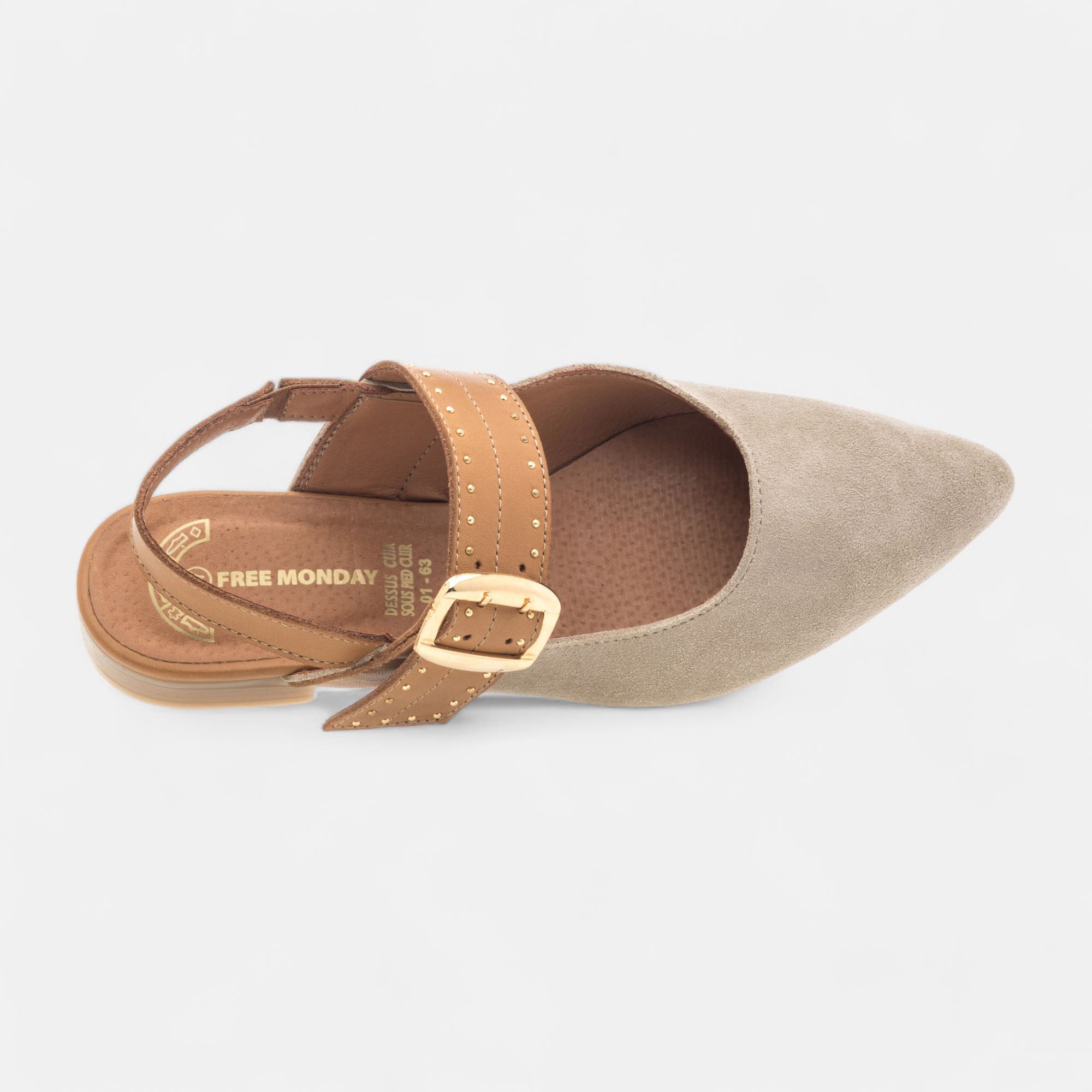 Escarpins avec bride arrière Femme en cuir beige