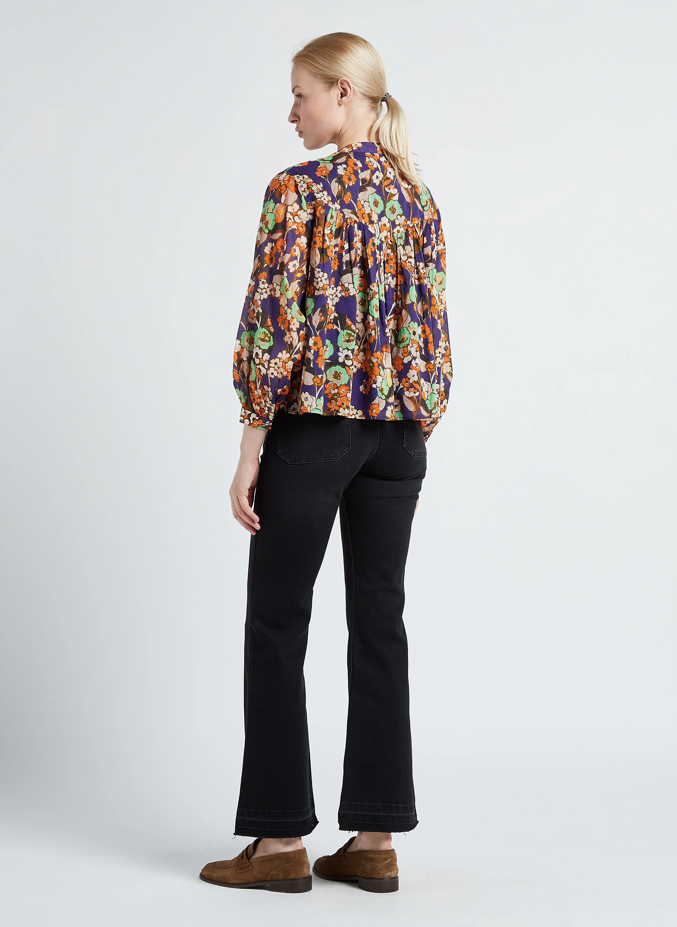 FRAISE - Jean flare en coton délavé | Noir
