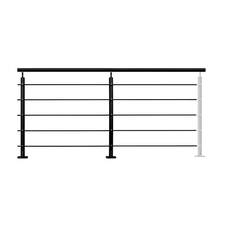 Pack balustrade FORTIA horizontale à plat aluminium noir