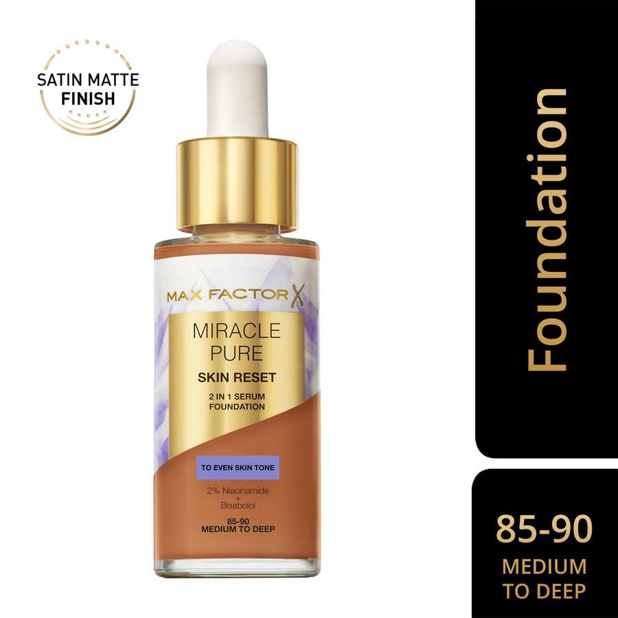 Max Factor Miracle Pure Skin Reset 2 In 1 Serum Foundation Medium To Deep 30ml