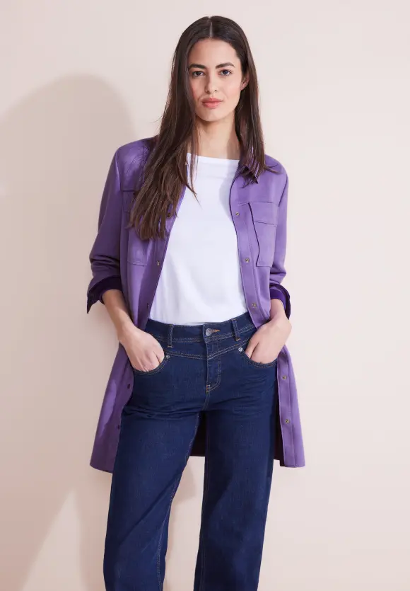 Long Velours Jacke - shiny lilac