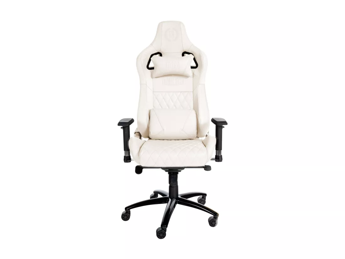 Chaise de bureau - Véritable cuir & Métal - Blanc - Keren