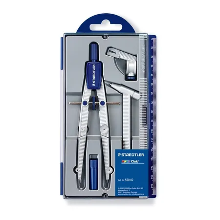 STAEDTLER® Noris Club Schulzirkel 550, mit Verlängerungsstange, im Klappdeckeletui, silber