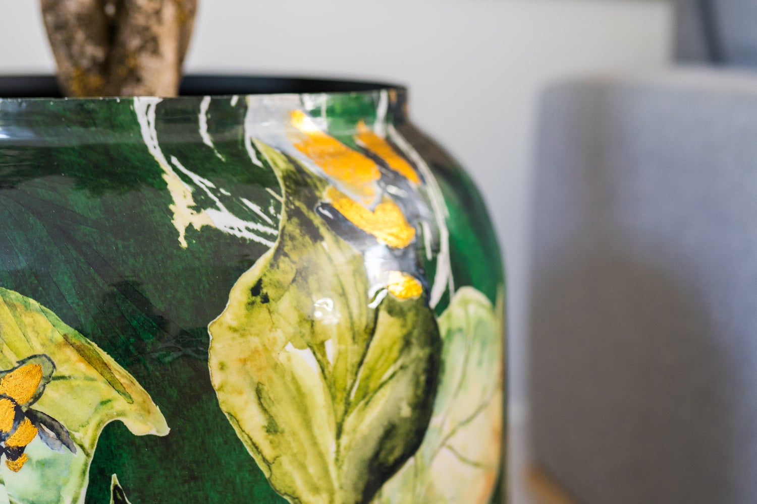 TS bloempot Bee groen D 30 H 42 cm