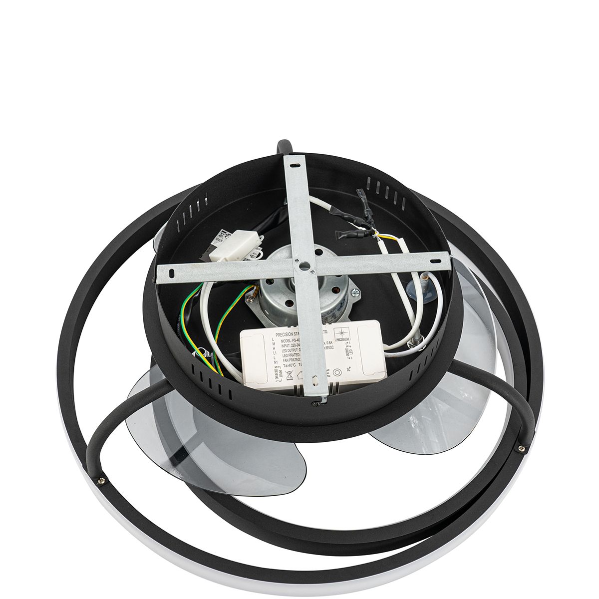 Plafondventilator zwart 46.5cm incl. LED met afstandsbediening - Kees