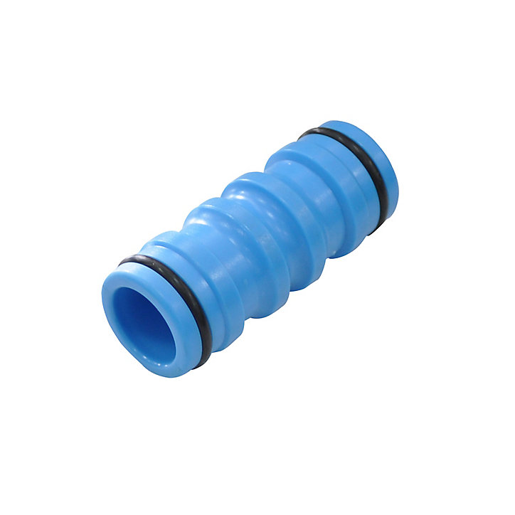 Raccord double male en plastique couleur bleu