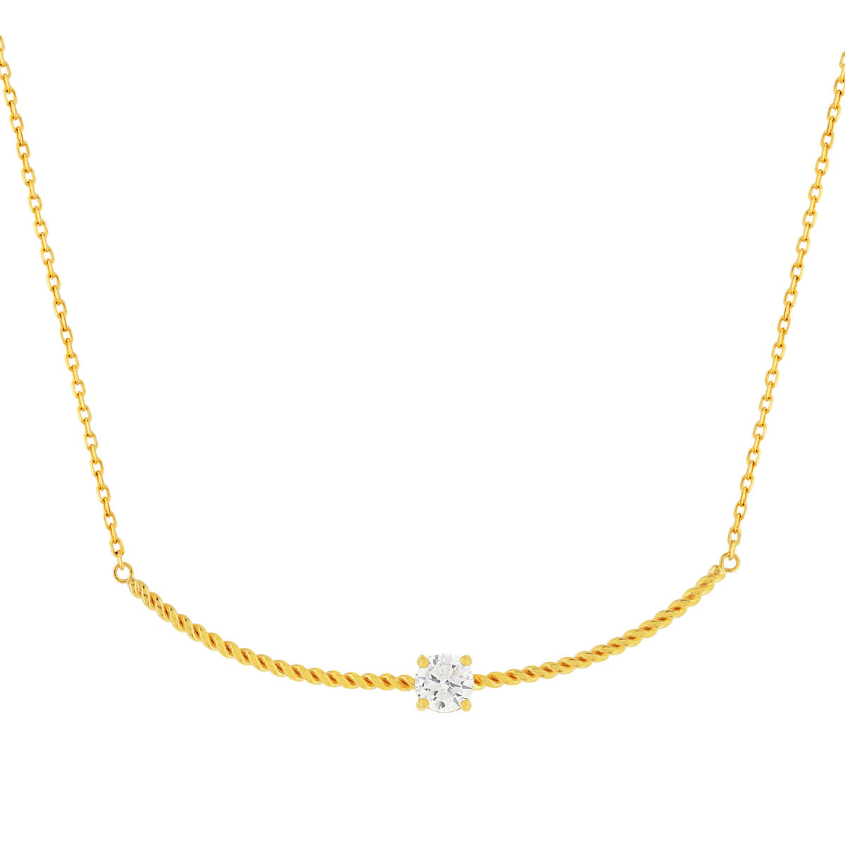 Collier plaqué or zirconia 45 cm