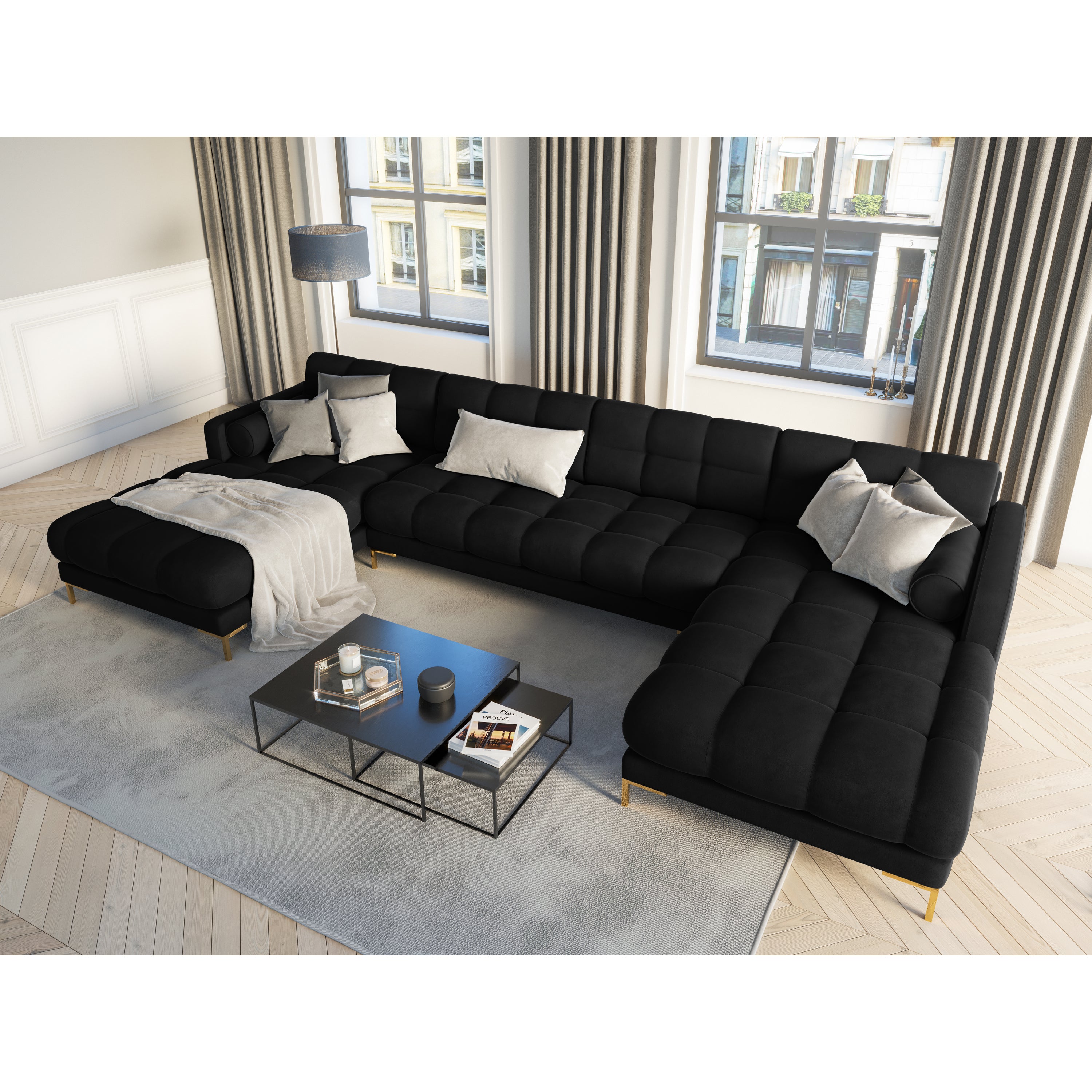 Cosmopolitan Design Bali U-bank - Zwart / Goud