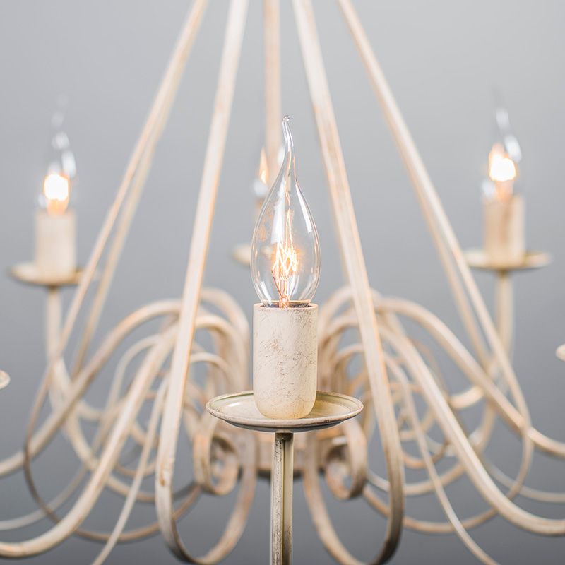 Kroonluchter beige 60 cm met bruine klemkappen - Giuseppe