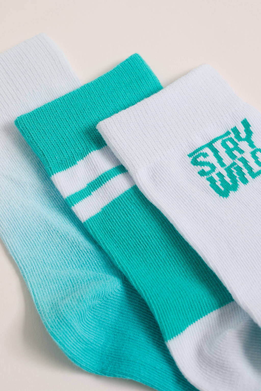 WE Fashion sokken - set van 3 groen/wit