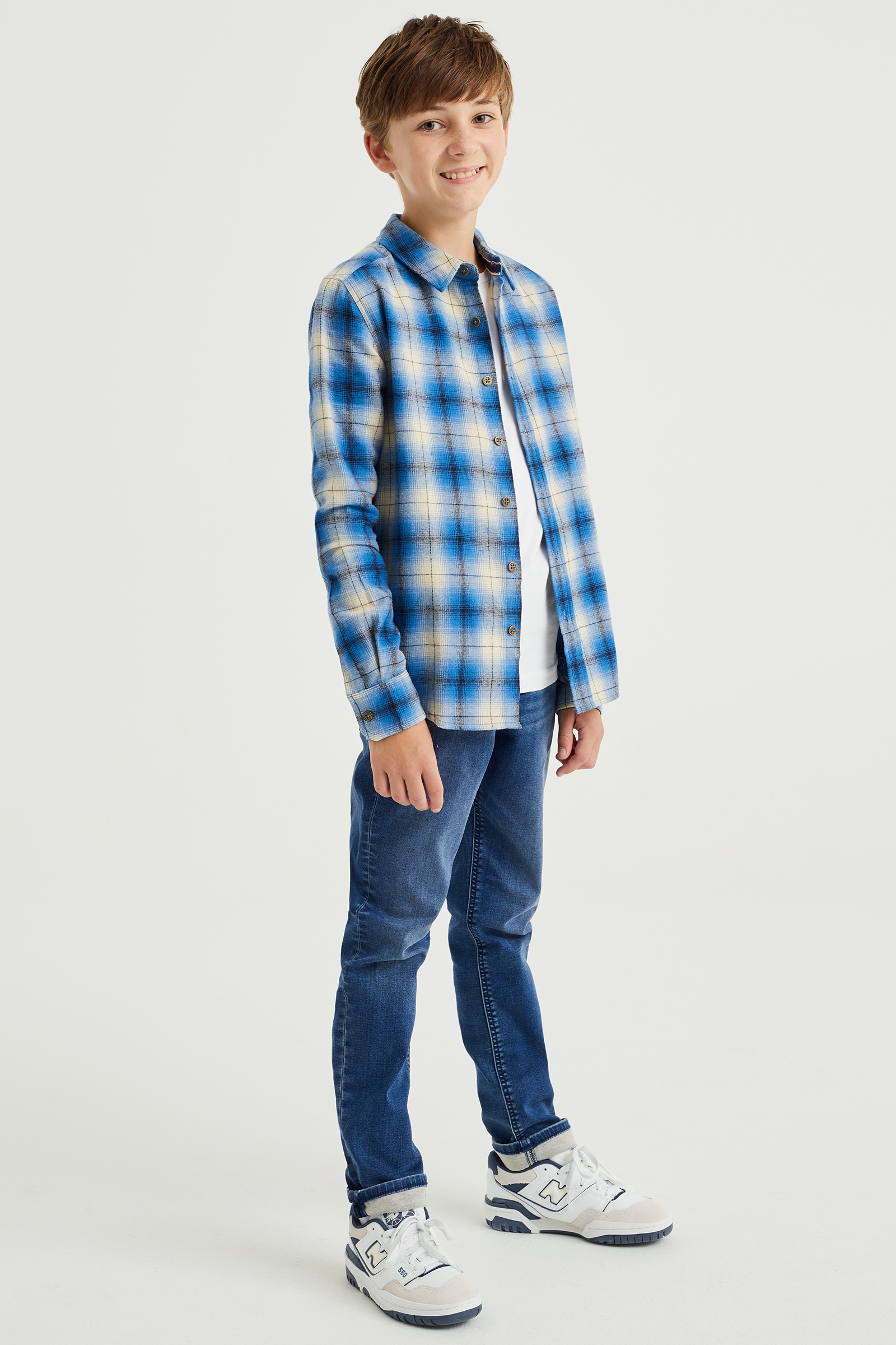 Jongens geruit overhemd Blue Ridge Blauw