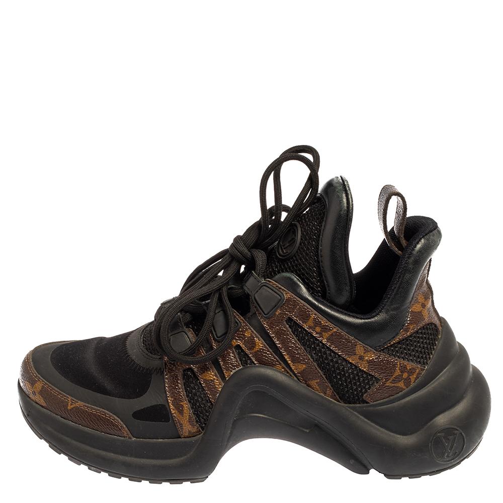 Louis Vuitton Black/Brown Monogram Canvas And Neoprene Archlight Sneakers