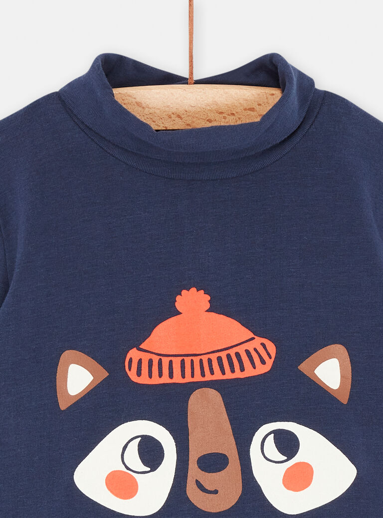 Sous-pull bleu neptune à col montant pour bébé garçon