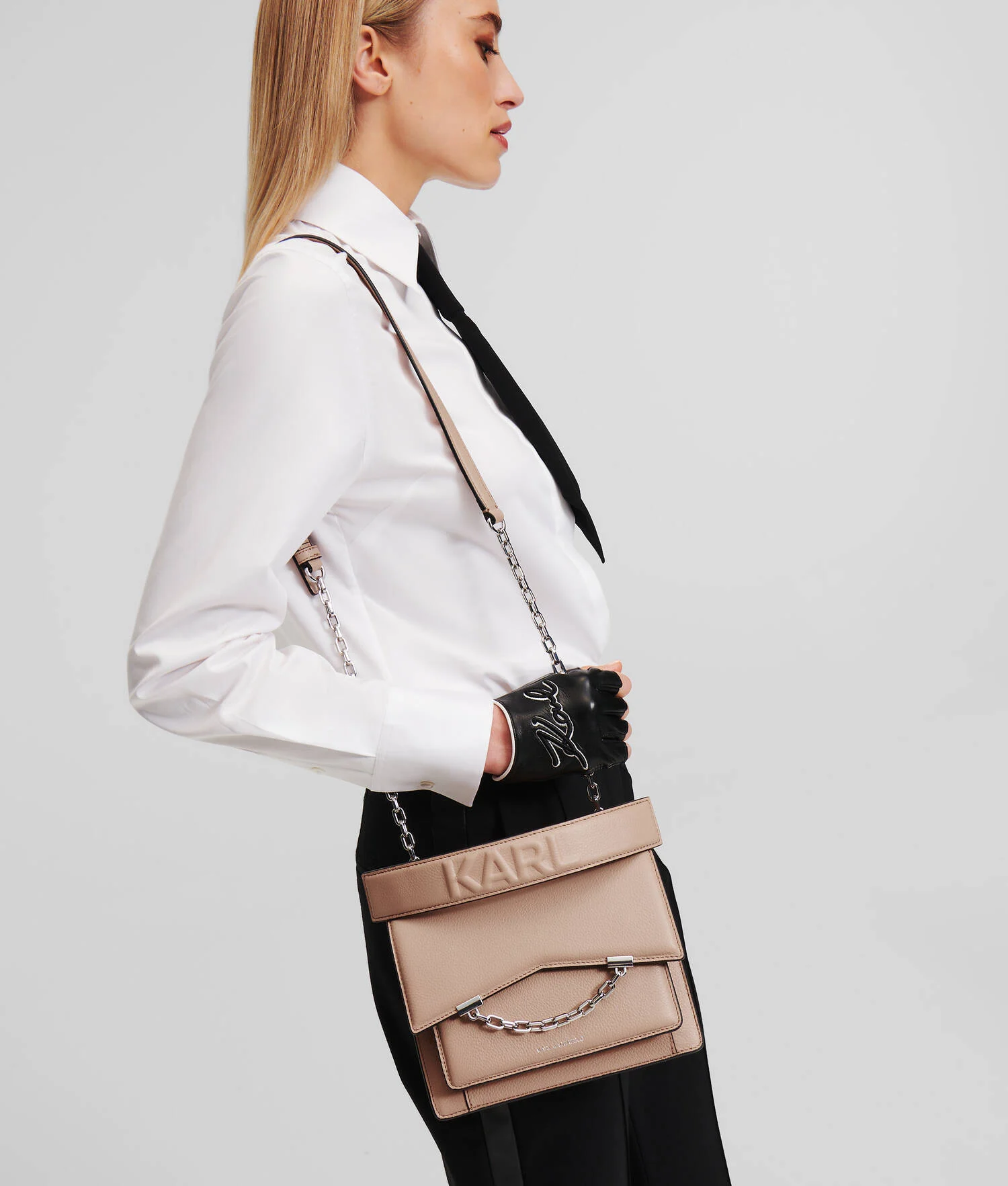 SAC PORTÉ ÉPAULE K/SEVEN EN CUIR GRAINÉ - Rose antique
