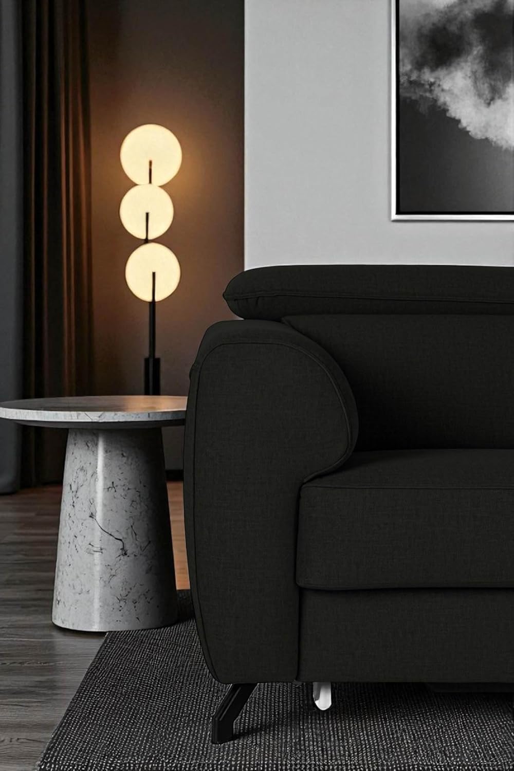 FENIKS Schlafsofa Ecksofa - L-Form - 250 x 172 x 101 cm - Sofa Pflegeleicht - Metallfüße - Rechts Compass Schwarz