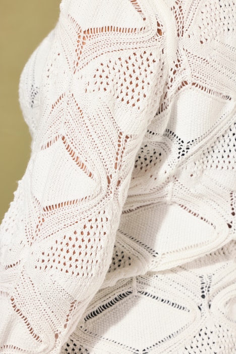 Pullover, oversized, Ajour-Strick, Rollkanten