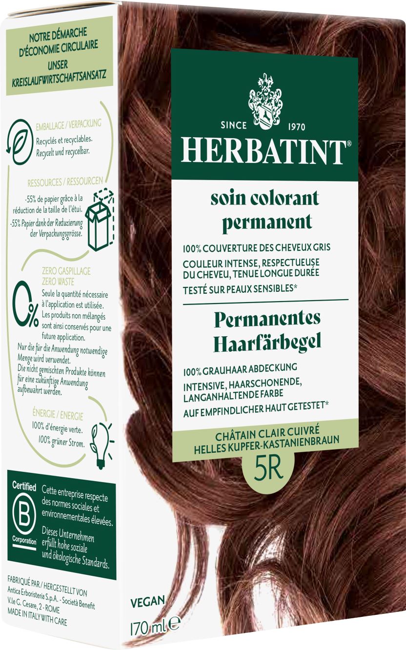 HERBATINT Haarfärbegel<br>170 ml, Flasche, Gel, 5R Helles Kupfer Kastanienbraun