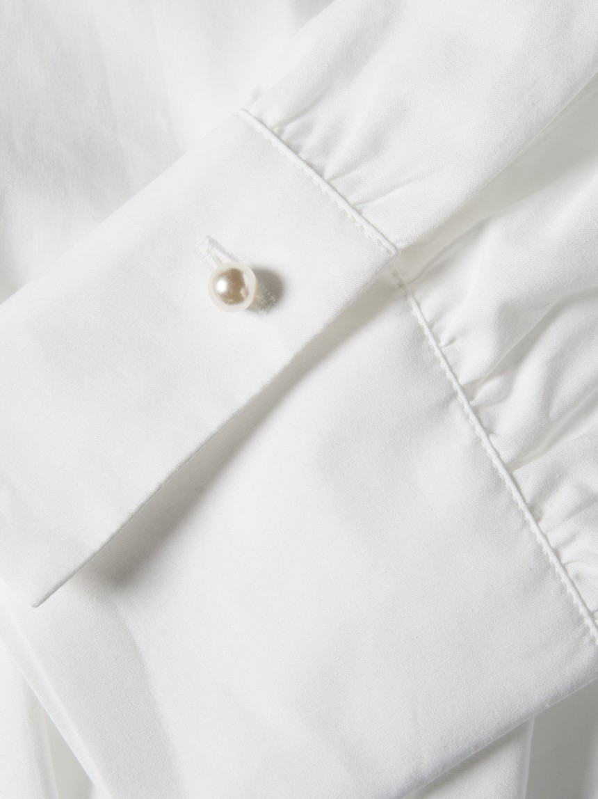 Camisa de algodão com pregas na cintura