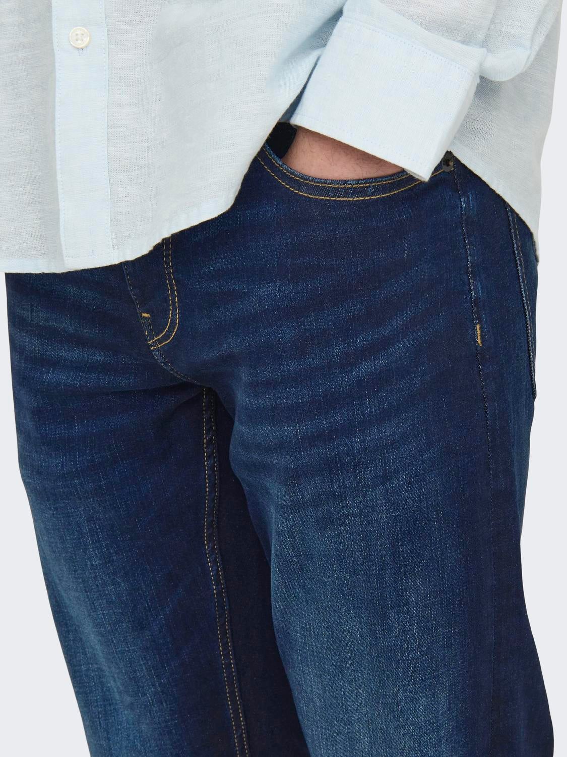 ONSLOOM Niedrige Taille Slim Fit Jeans Dark Blue Denim