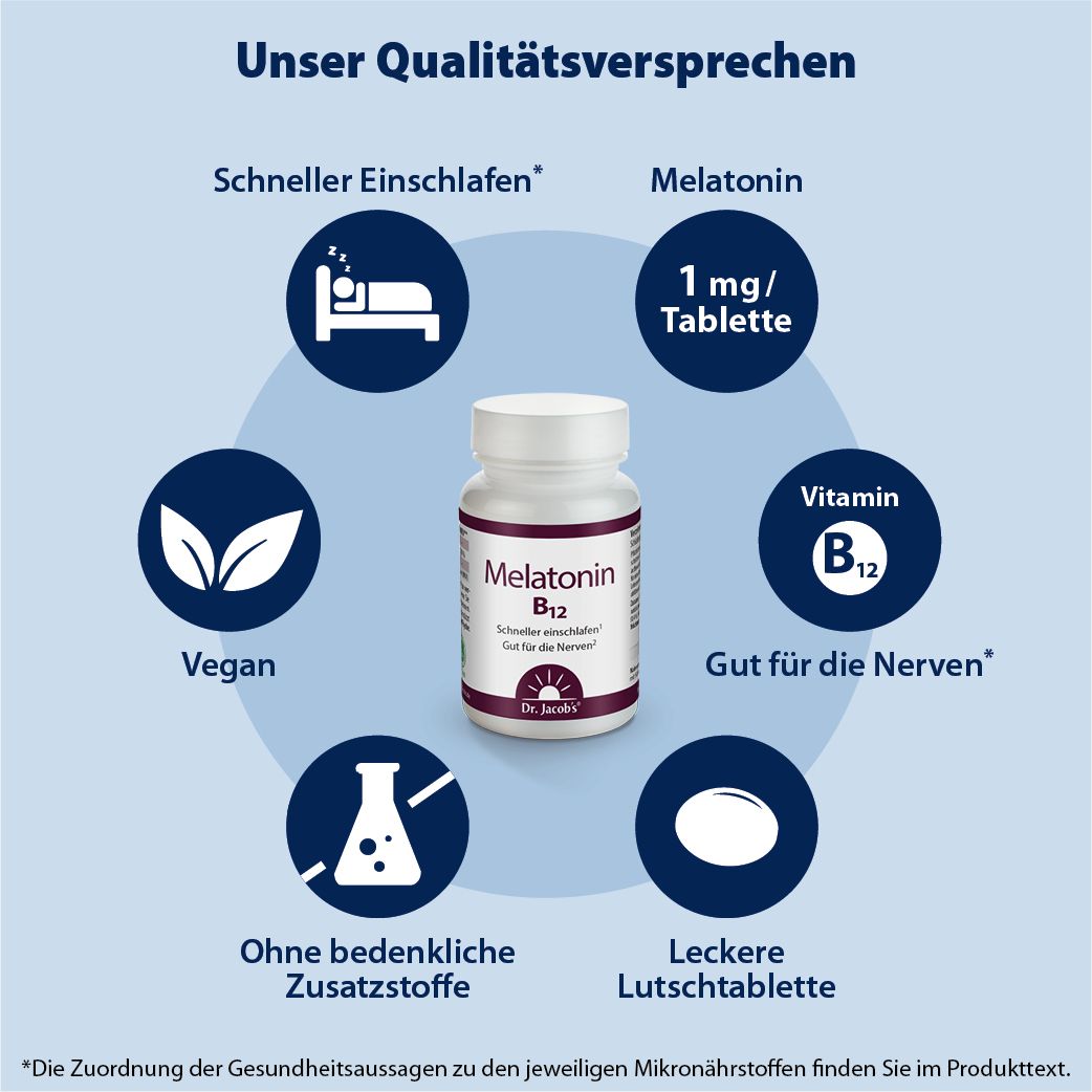 Dr. Jacob's Melatonin B12 Lutschtablette 1 mg + Vitamin B12 Kirsche vegan