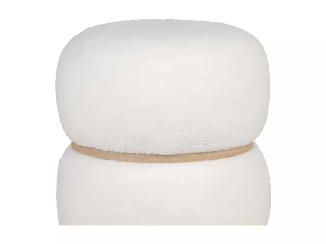 Milford - Pouf rond en tissu bouclette ø38cm : Couleur - Blanc