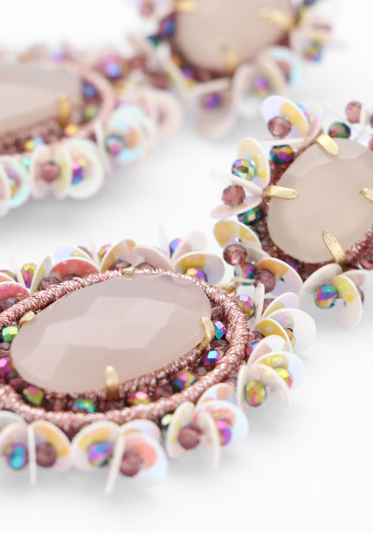 roze lott. gioielli oorbellen pendant earring double w/ sequins l