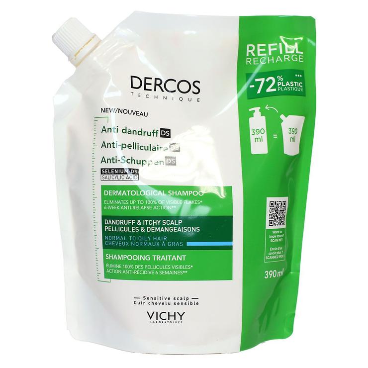 Eco-recharge shampoing traitant anti-pelliculaire cheveux normaux à gras 390ml