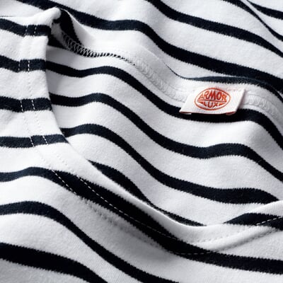 Damen-Shirt Dreiviertelarm, Weiß-Marine
