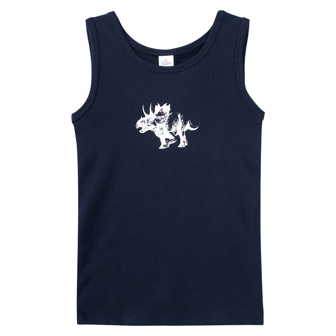 Topolino 2 Jungen Unterhemden mit Dino-Prints dunkelblau / blau