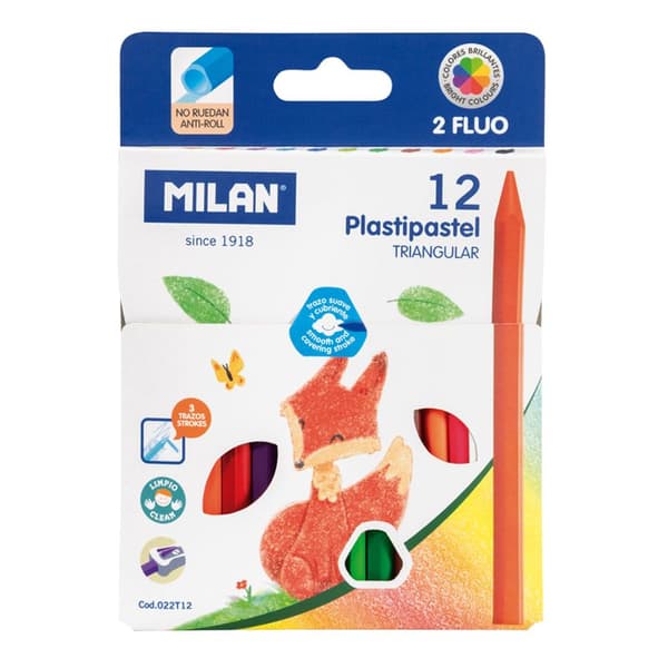 Pastellkritt Triangulære 12 farger Milan