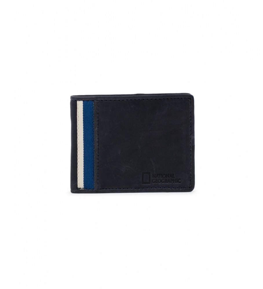 Carteira National Geographic Wind em couro azul - 2x10,5x8cm
