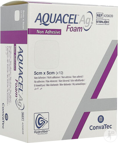 Aquacel Ag Foam Pansement Non-Adhésif 5x5cm 10 Pièces