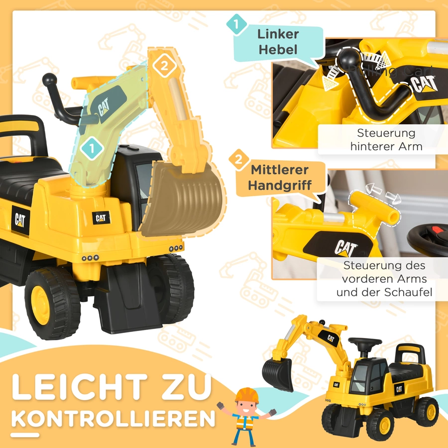 HOMCOM Sitzbagger mit steuerbarer Schaufel gelb