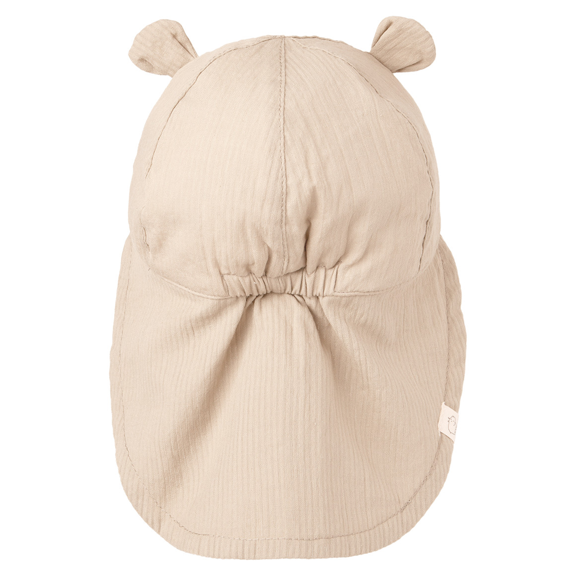 Topomini Baby Nackenkappe mit Ohren-Applikation beige