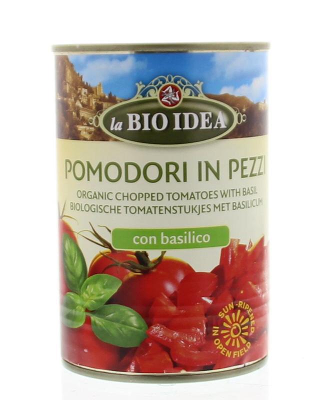 Bioidea Tomatenstukjes basilicum 400g