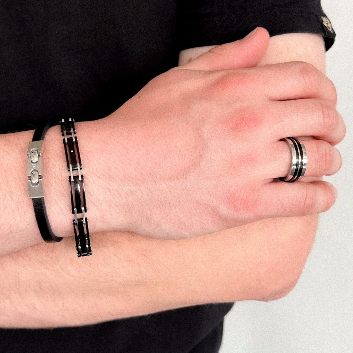 Bracelet acier noir 21 cm