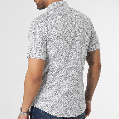 Chemise Manches Courtes Floral Blanc Noir
