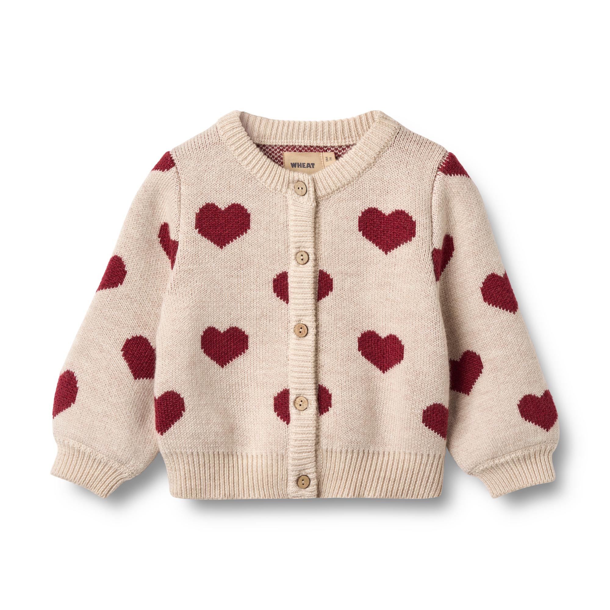 Wheat Cardgian Jacquard Heart