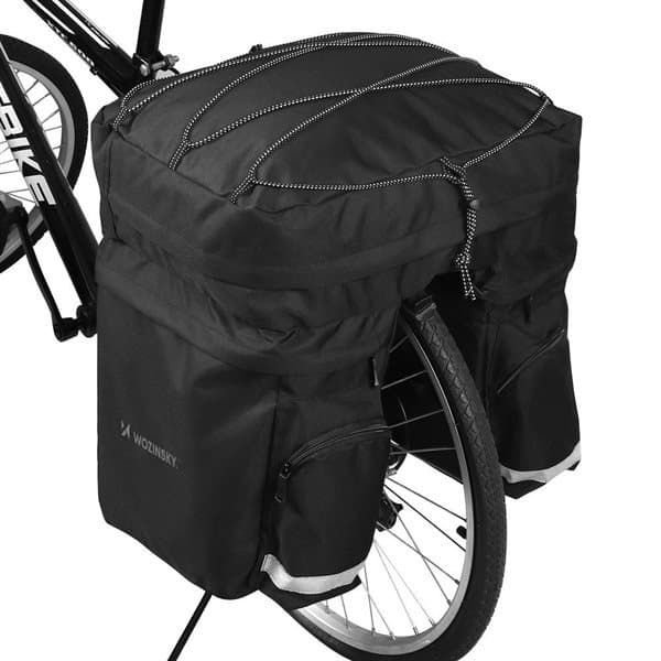 Stor 60L cykeltaske med regnslag og reflekser