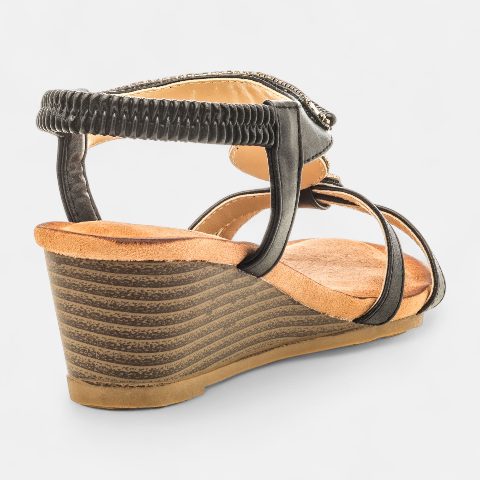 Nu-pieds à talon compensé Femme noir