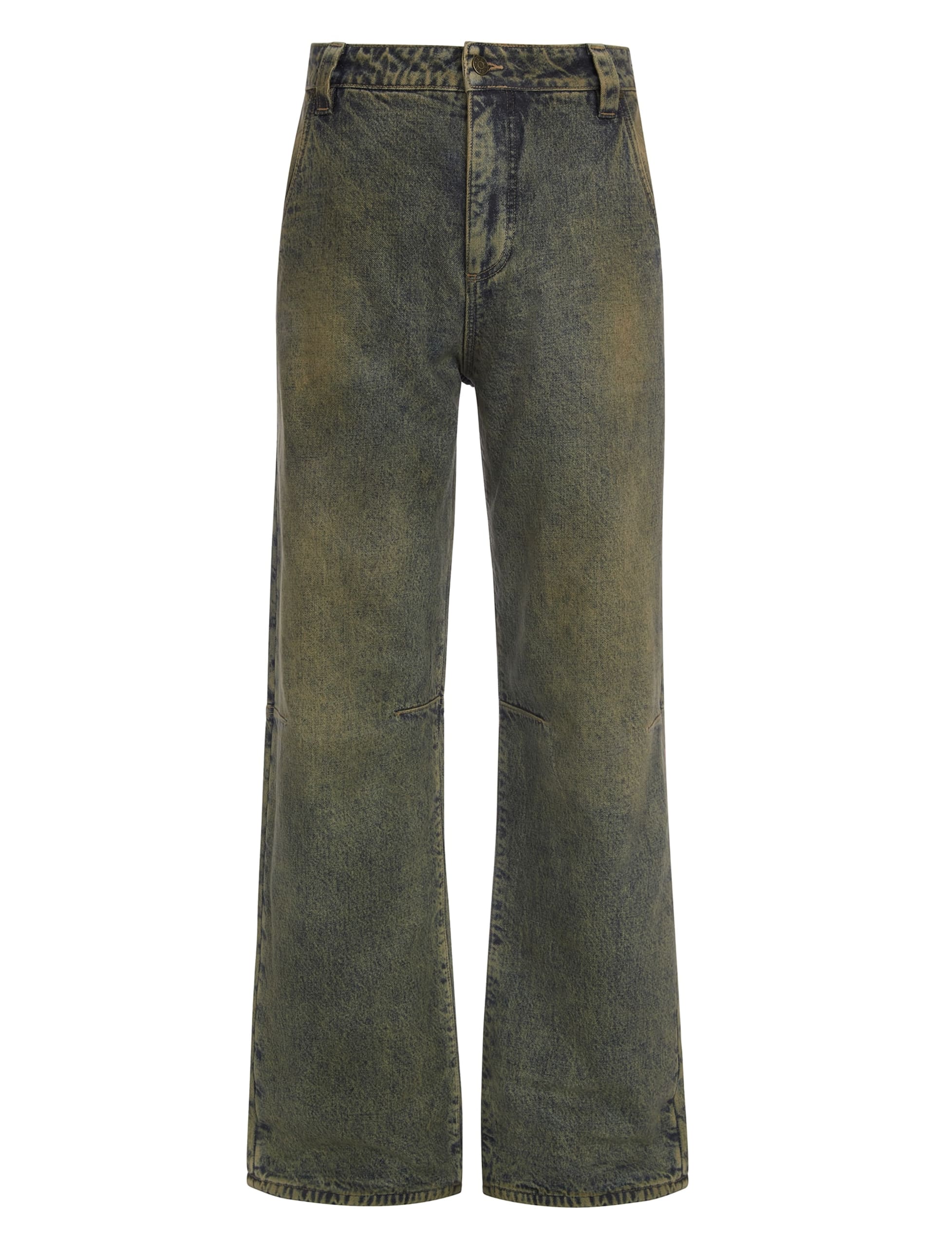 calça jeans folgada com forro de flanela